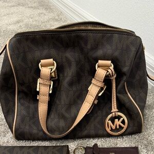 Michael Kors Dark Brown Satchel with Gold Accents